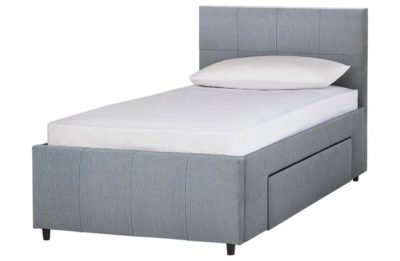 Hygena Beckett Single 1 Drawer Bed Frame - Grey Fabric.